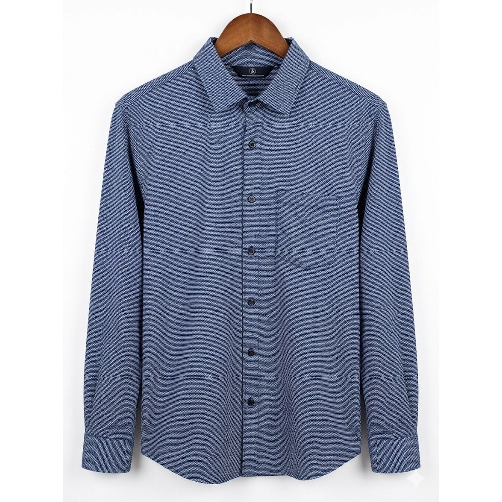 Hart Schaffner‎ Marx Mens Shirt Dress Size Medium Blue Micro Cotton Long Sleeve